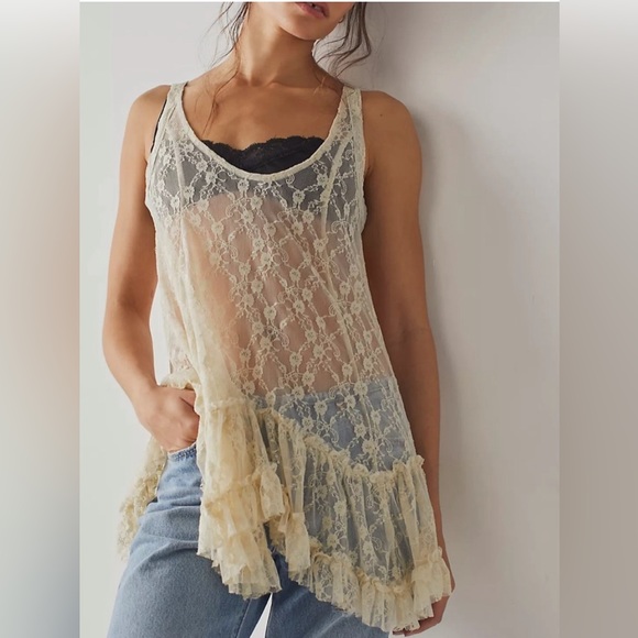 Free People Other - NWT Free People Everything in Lace Tunic Top Color: Dark brown & ivory Size XS